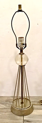 Atomic Age American Mid-Century Modern Metal Glass Lamp