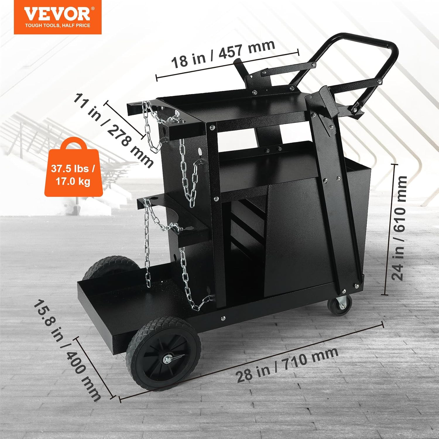 Chariot poste à souder mobile avec support bouteille gaz et tiroirs