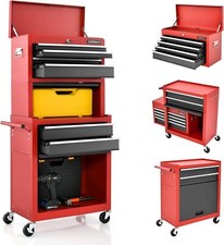 2in1 Werkzeugwagen Premium Abnehmbar Werkzeugschrank Abschließbar mit Haken