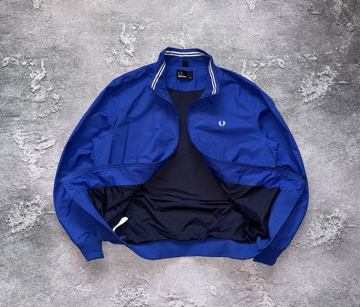 Fred Perry XXL Nylon Zip Light Jacket Bomber Blue Casual Old