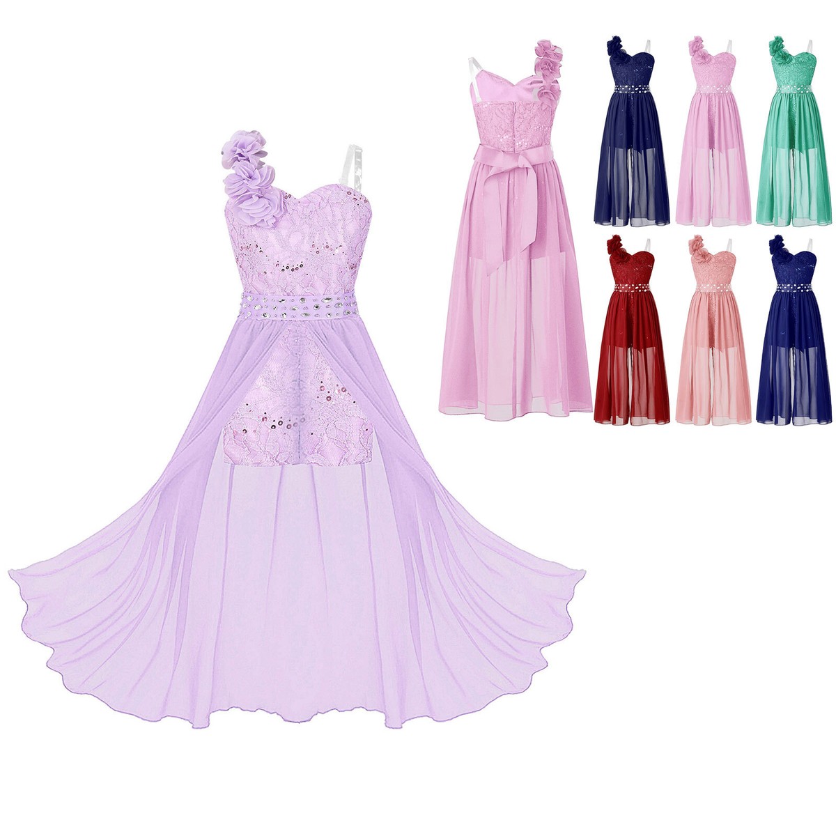 Prom Dresses Girls Maxi Romper Dress Kids Flower Girls Dress - Main Image