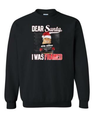 Funny Dear Santa I Was Framed Cat Ugly Christmas Unisex Sweatshirt Sweater