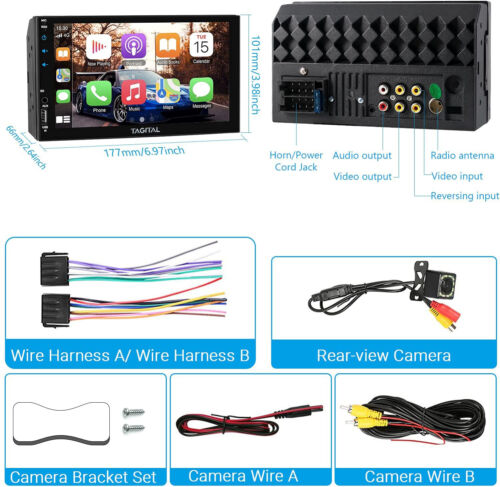 Touch screen stereo auto 7" doppio 2 din Apple/Andriod Carplay BT auto stereo + fotocamera - Foto 7 di 7