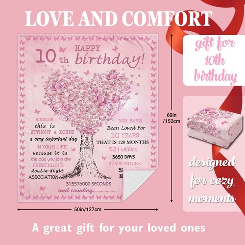 10 Year Old Girl Birthday Gifts Blankets10th Birthday Decorations for Girl Th... - Picture 6 of 7