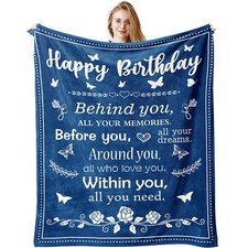 Birthday Gifts For Women/men/her/him Blanket Blue 60"x50" Happy Birthday Decorat