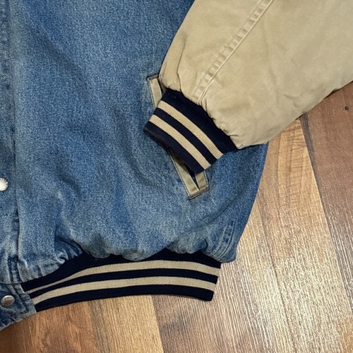 Vintage Disney Catelog Varsity Steppjacke Denim Kapuze Druckknopf Mickey Mouse Mantel LG - Bild 12 von 24