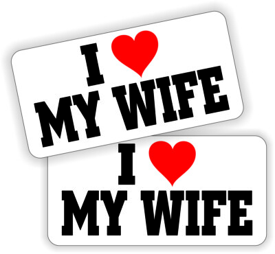 pair - I Love My Wife 1x2 Hard Hat Helmet Stickers / Decals Funny Hot Wifey Babe