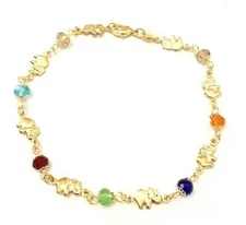18K GOLD FILLED ELEPHANT LUCK MONEY ANKLET 10"/ TOBILLERA ELEFANTE 10"- ANK1499