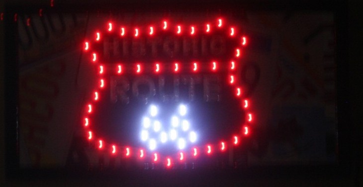 Route 66 Historic rd service station led lighted sign shop decor