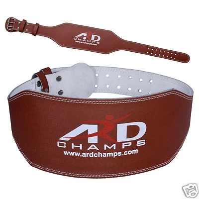 ARD CHAMPS™ ARD Weight Lifting 6" Leather Belt Back Support Strap Gym Power Training BROWN