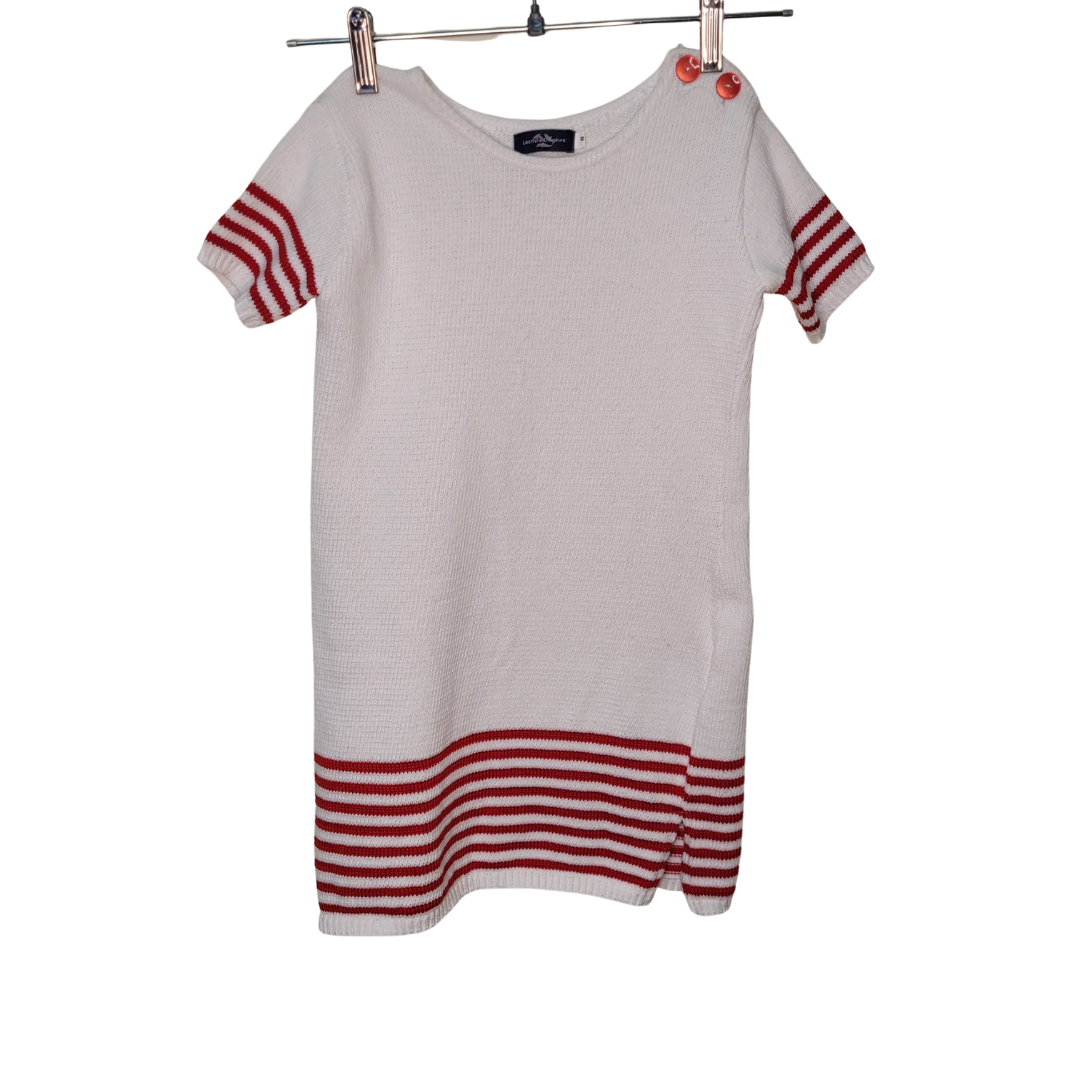 Les Trois Dauphins Red White Striped Cotton Dress 8 - Split Hem | eBay