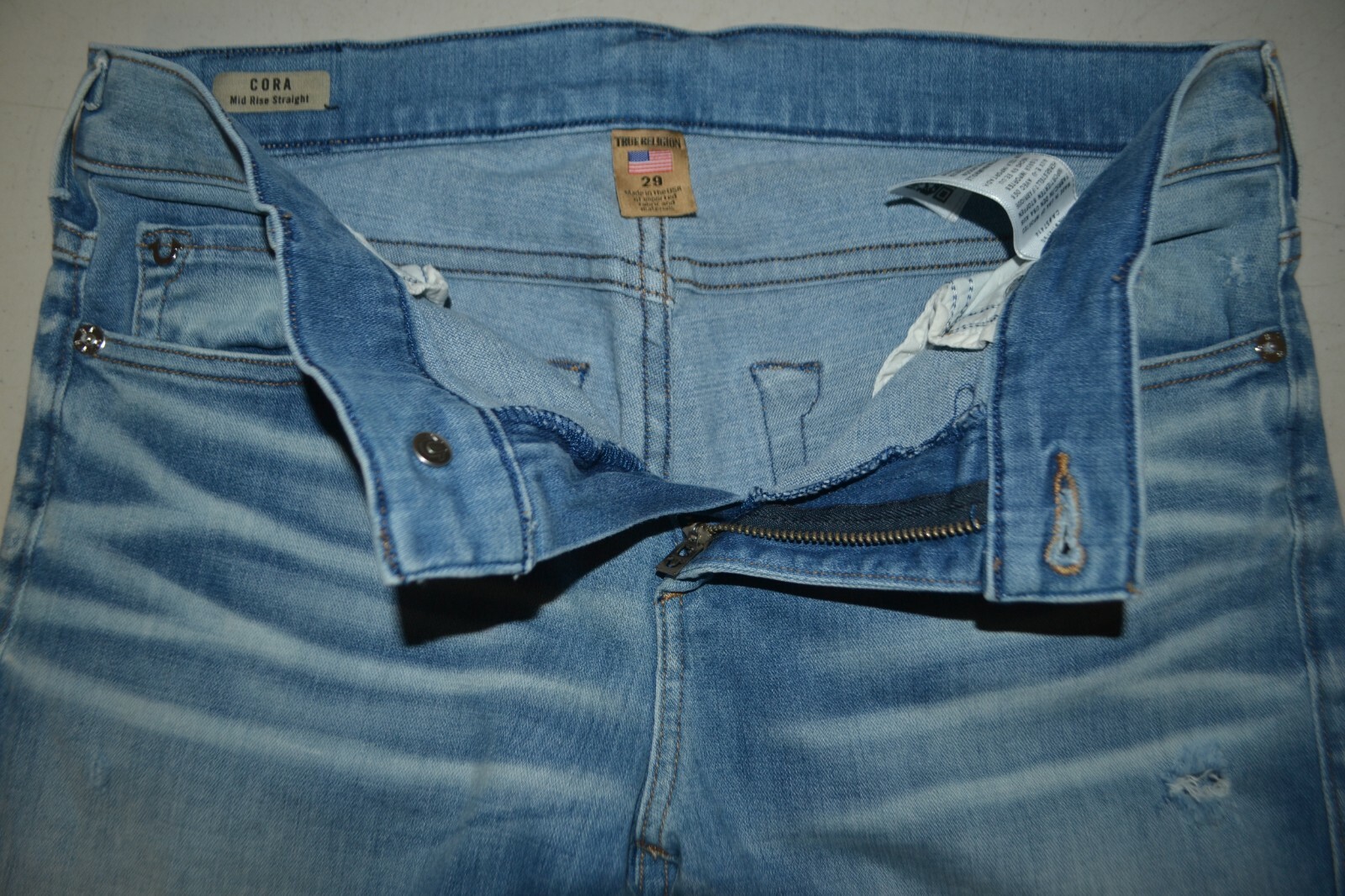 True Religion Women's Kora Mid Rise Straight Distressed Jeans Sz 29x33 thumbnail 8