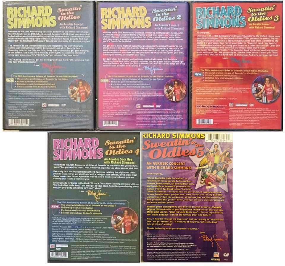 Richard Simmons: Sweatin' to the Oldies Volumes 1-5 DVD Complete Collection NEW - Image 2 of 2