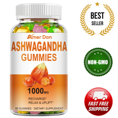 Ashwagandha Gummies 1000mg Organic Root Extract Supplement Women & Men