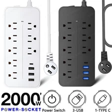 Power Strip Surge Protector Extension Cord with Multi Outlets USB Ports Adapters