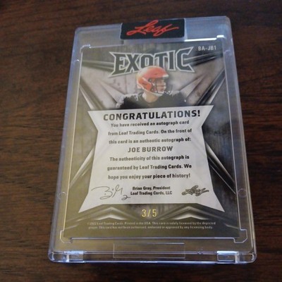 2022 Leaf Exotic Joe Burrow. Autographed, #3 of 5