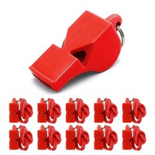 Emergency Whistles with Lanyard 10 Pack Red Safety Whistle for Lifeguard Outd...