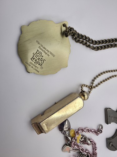 Disney Lot Vintage Train Whistle & Pins Mixed Jewelry Charm Bracelet Necklaces - Picture 3 of 11