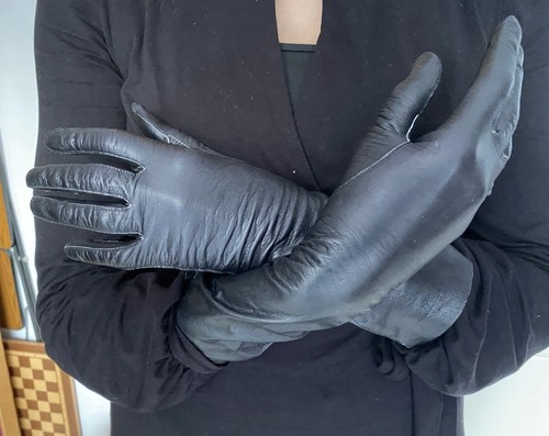 Elegante Lederhandschuhe Damen schwarz 6,75 - Bild 8 von 14