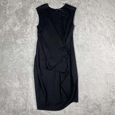 Jarbo Dress Womens M Black Sheath Pencil Ruched Asymmetric Ruffle Layered