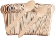 100 Pack Bamboo Spoons Disposable - 6.3 Inch Wooden Spoons Bulk for Parties,