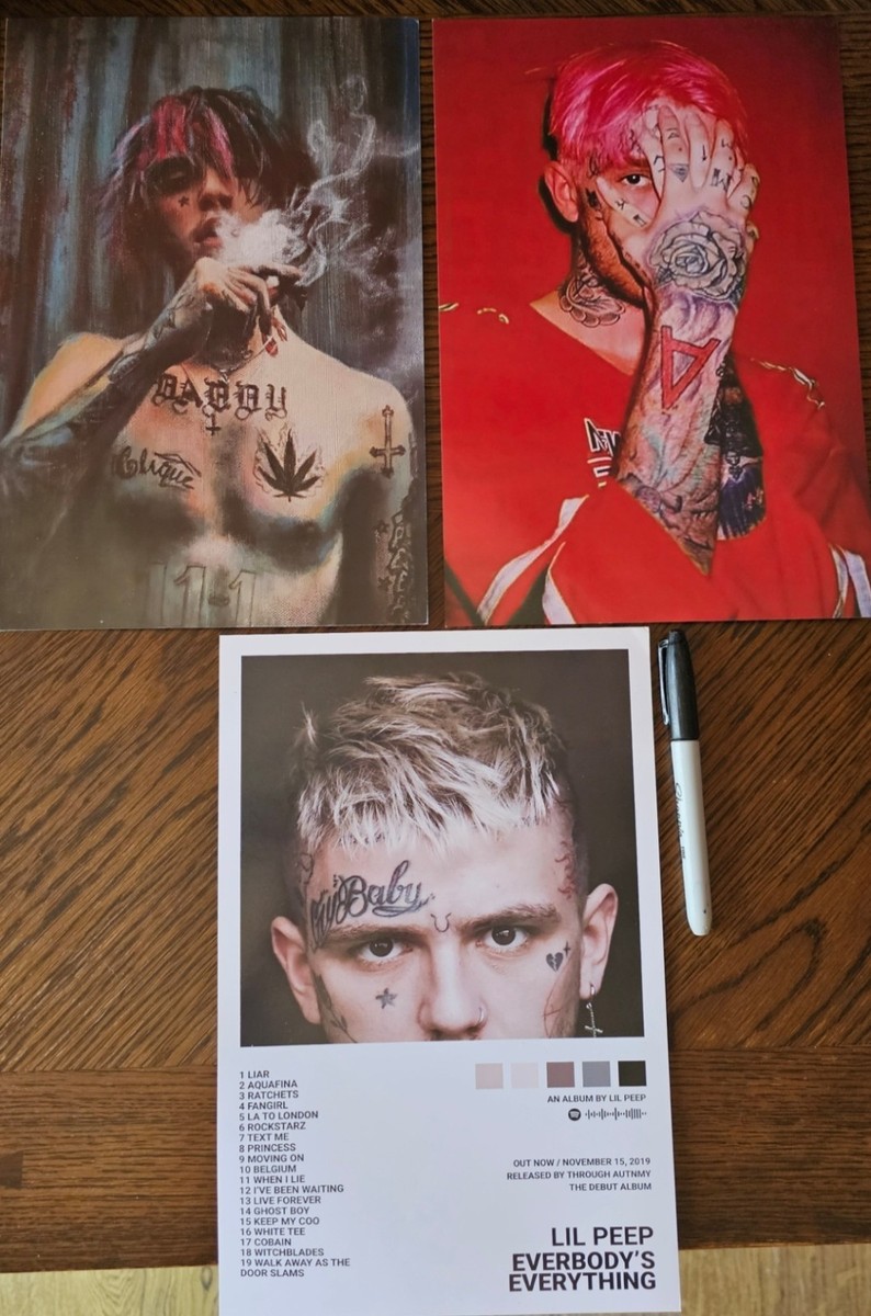New LIL' PEEP Music Rapper Singer Photo Set of 3 Prints 12x8