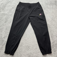 Adidas Track Pants Womens Medium Black Aeroready Prime Green Zip Legs Athleisure