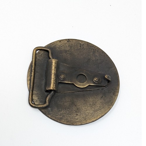 Vintage Mercedes Benz Logo Brass Belt Buckle Round - Picture 2 of 3