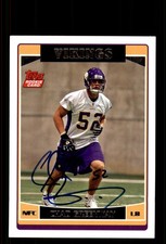 Signed Football Card Auto Chad Greenway 2006 Topps #357 Minnesota Vikings
