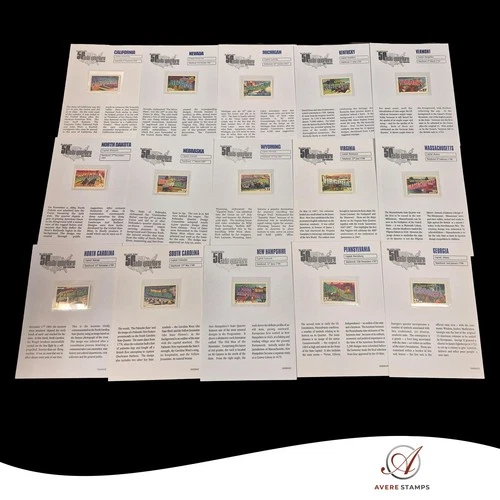 A Nice Collection of 40/50 of the 50 State Quarters Stamps Set