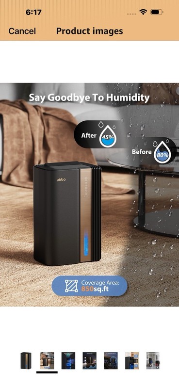 UBBO Z18 Dehumidifiers for Home, 1000 Sq.Ft Dehumidifier with Drain Hose - A...
