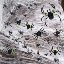 1000 Sqft Halloween Spider Web 77 Fake Spiders Indoor Outdoor Yard Party Decor
