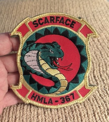 HML-367 Light Helicoper Squadron Patch SCARFACE Yellow Border Hook &Loupe Backer