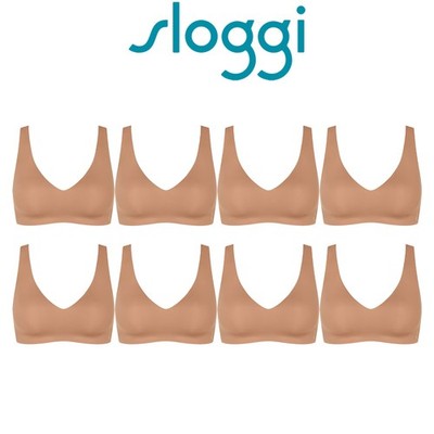 8 Pack Sloggi Zero Feel 2.0 Soft Bra Womens Crop Top Nostalgic Brown Padded Bulk