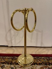 Vintage Style Brass Double Towel Ring Holder Stand
