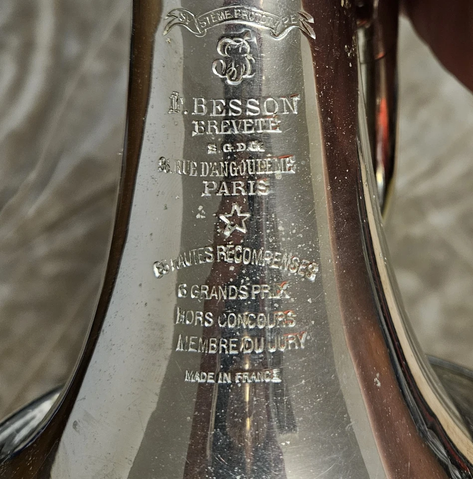 Raro Profesional Francés Besson Brevete Gran Premio Flugelhorn Foto 2 de 4
