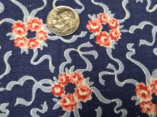 BEST Vintage Feedsack Flour Sack Fabric Roses & Ribbons Remnant Quilt Estate 40s