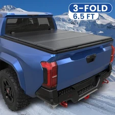 6.5FT 3-Fold FRP Hard Tonneau Cover For 1999-2024 Ford 250 350 Truck Bed