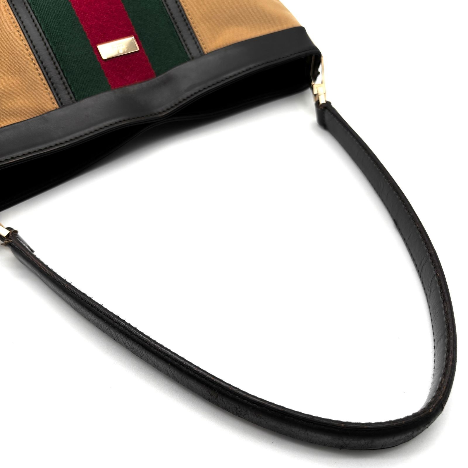 GUCCI Sherry Line 001.4231 One-Shoulder Bag Nylon Leather Black Beige DDP Used thumbnail 5