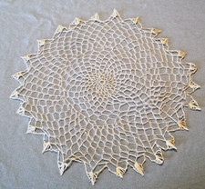 Vintage 13" Hand Crocheted FINE Fish Net Style Round Centerpiece DOILY