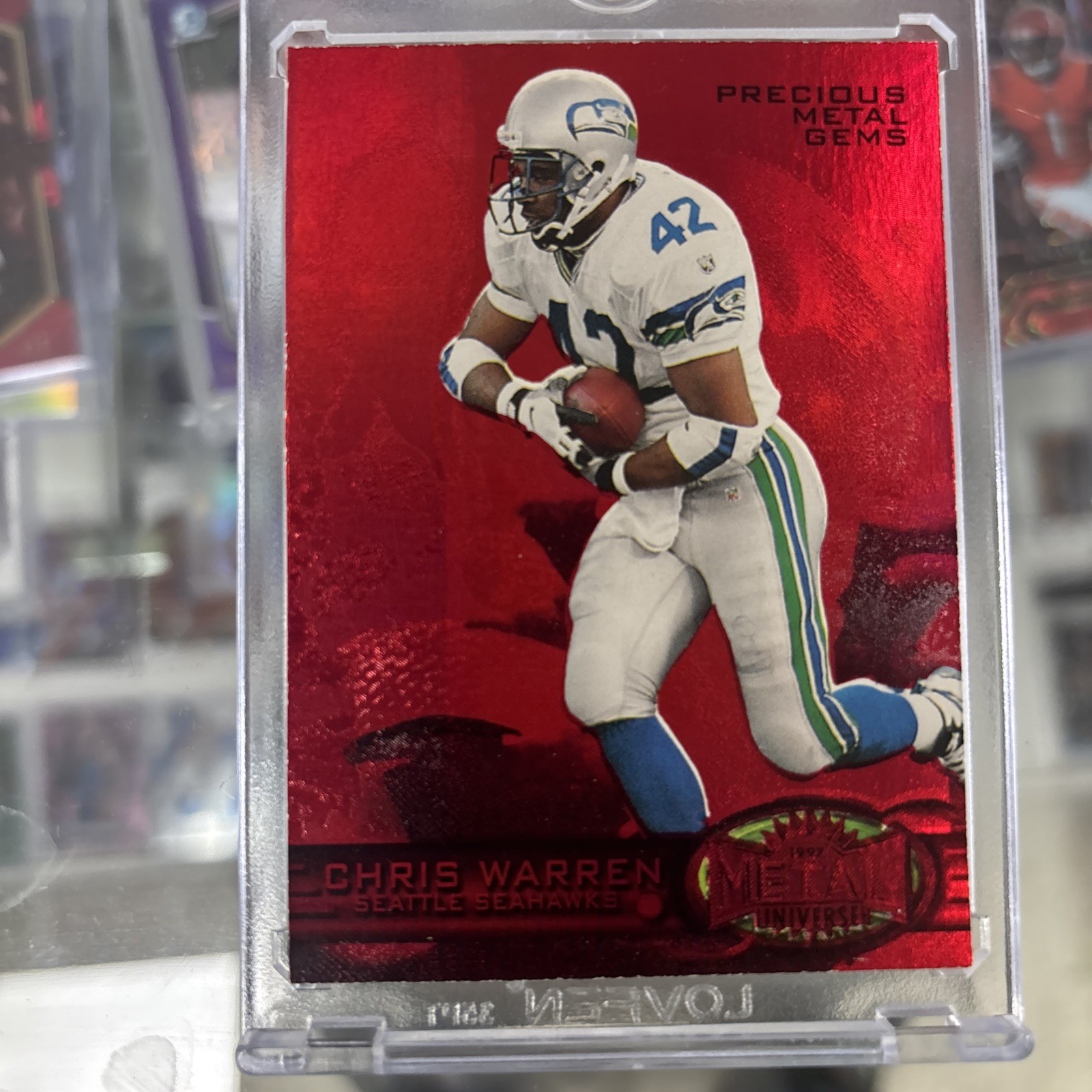 1997 Metal Universe #144 Chris Warren Precious Metal Gems Red