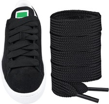 Endoto Fat Shoelaces for PUMA Suede,16MM Thick Flat 50"/127cm, 16mm-black