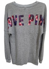 Victoria's Secret PINK XS Gray Floral Tropical Long Sleeve thin sweatshirt