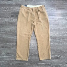 Vintage Polo Ralph Lauren Pleated Brown Linen Pants/Trousers Sz. 40/32