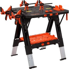 2-in-1 Folding Workbench,6 Adjustable Height Portable Work Table79 x 89 x 63.5cm