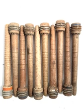 Wood Bobbins Wood Quills Vintage Factory Reclaimed Industrial 7 3/8", lot of 10