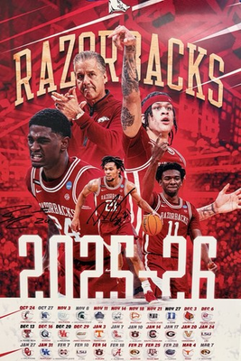#ad Arkansas Razorbacks Basketball Poster Dual Auto DJ Wagner amp; Billy Richmond III $49.99