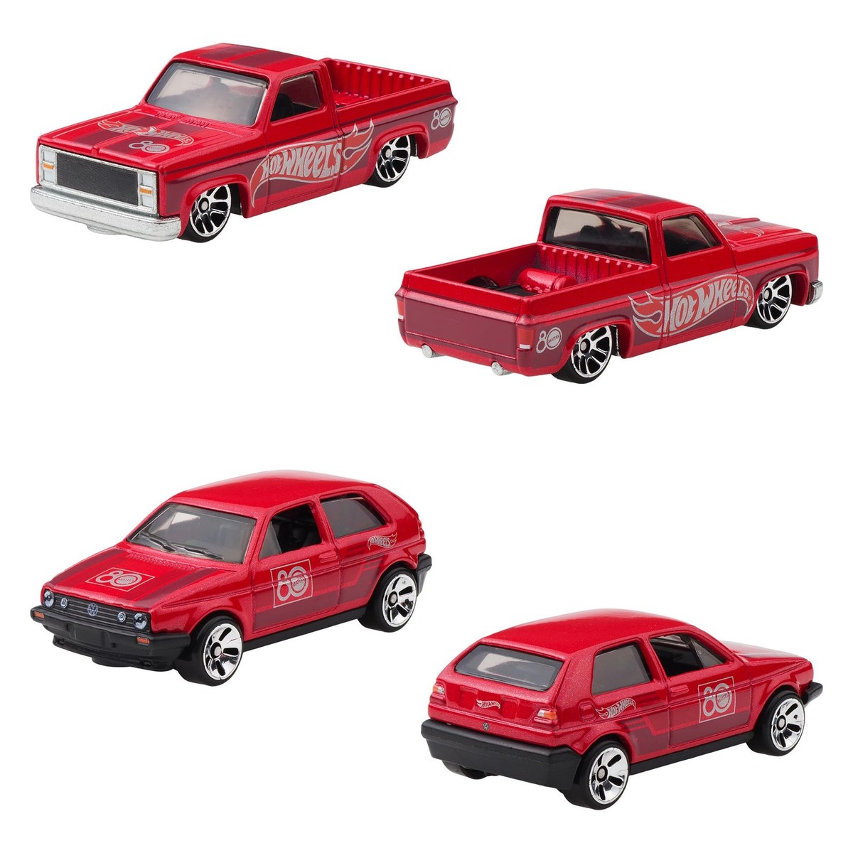 Hot Wheels Mattel 80th Anniversary 8-Car Pearl Red Limited Edition