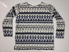 VTG G.H. Bass AOP LS Lightweight Pullover Sweat Shirt Womans Small 80s 90s EUC