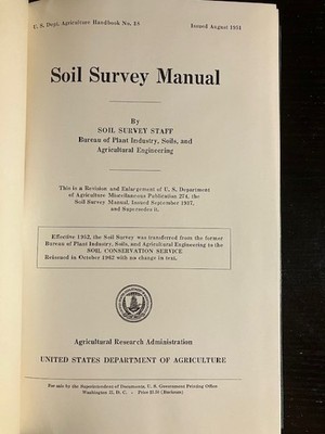 soil survey manual book #18, by soil survey staff, 1962 Hardcover